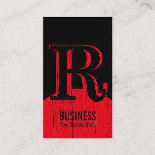 Monogram Black & Red Business Card