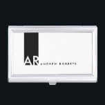 Monogram Black Red Clean Business Card Holder<br><div class="desc">Customise this modern white Profile or Business Card Holder design with a black vertical stripe with monogram on it. This contemporary Professional Minimalist Template looks clean and fresh, it's sleek look is very effective and eye catching. If you would like to have this design in any other colour feel free...</div>