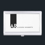 Monogram Black Red Clean Business Card Holder<br><div class="desc">Customise this modern white Profile or Business Card Holder design with a black vertical stripe with monogram on it. This contemporary Professional Minimalist Template looks clean and fresh, it's sleek look is very effective and eye catching. If you would like to have this design in any other colour feel free...</div>