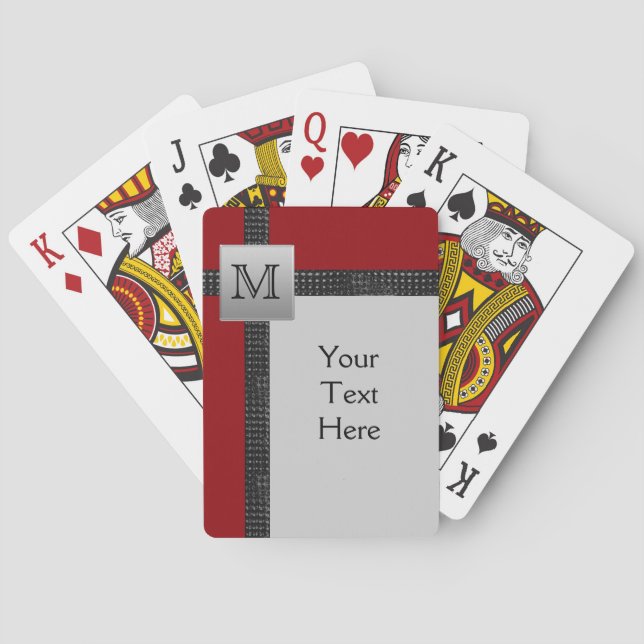 Monogram Black, Red, Grey Playing Cards (Back)