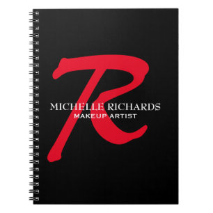 Monogram Black & Red Makeup Artist Notebook