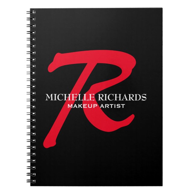 Monogram Black & Red Makeup Artist Notebook (Front)