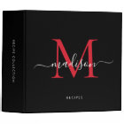Monogram Black Red Script Name Kitchen Recipe