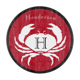 Monogram Black Red White Crab Nautical Cutting Boa Board
