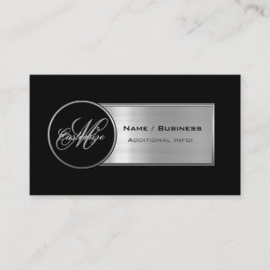 Monogram Black & Silver Business Card