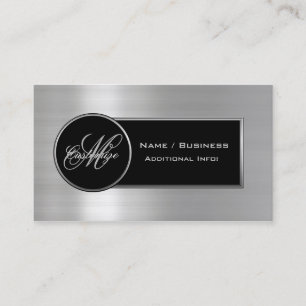 Monogram Black & Silver Business Card 2