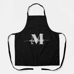 Monogram Black Silver Personal  Apron