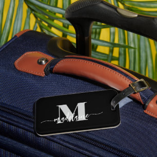 Monogram Black Silver White Personal Luggage Tag