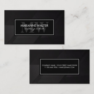 Monogram   Black Sleek Thin Stripes Business Card
