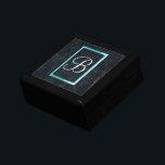 Monogram Black Stone Abstract Grunge Texture Gift Box<br><div class="desc">A cool looking black marbled stone texture. Cuts,  scrapes,  scarring and random marks give it depth and personality. Personalise with your initial / monogram in a fancy elegant white font. Monogram is placed inside a shiny neon-looking blue frame.</div>