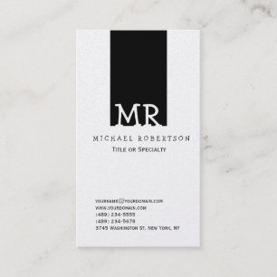 Monogram Black Striped Clean Consultant Business Card
