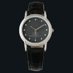 Monogram Black Stylish Modern Minimalist Watch<br><div class="desc">A simple minimal modern black watch with white initial and name monogram,  and elegant classic sans serif typography. Create your own signature style monogram on other matching products too.</div>