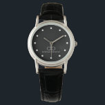 Monogram Black Stylish Modern Minimalist Watch<br><div class="desc">A simple minimal modern black watch with white initial and name monogram,  and elegant classic sans serif typography. Create your own signature style monogram on other matching products too.</div>