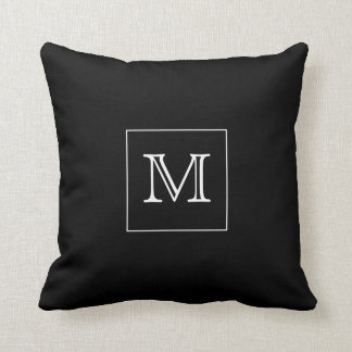 Monogram Black Throw Pillow