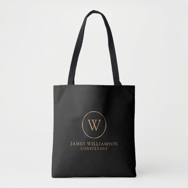 Monogram Black Tote Bag (Front)