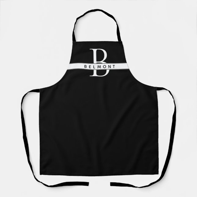Monogram black & white apron (Front)