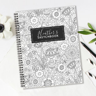 Monogram Black White Artist Sketchbook Notebook
