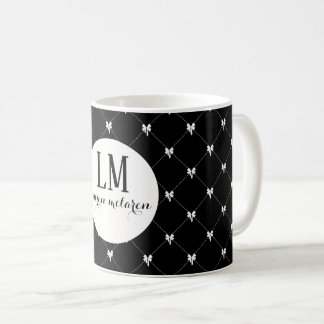 Monogram Black & White Bow Script Coffee Mug