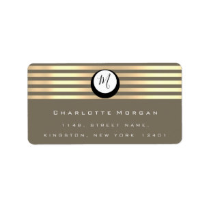 Monogram Black White Bronze Grey Gold RSVP Stripes Label
