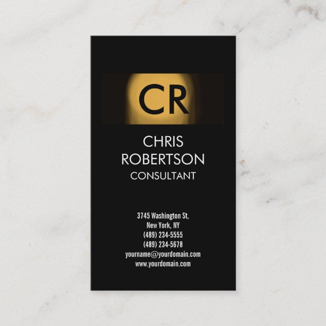 Monogram Black White Business Card (Front)