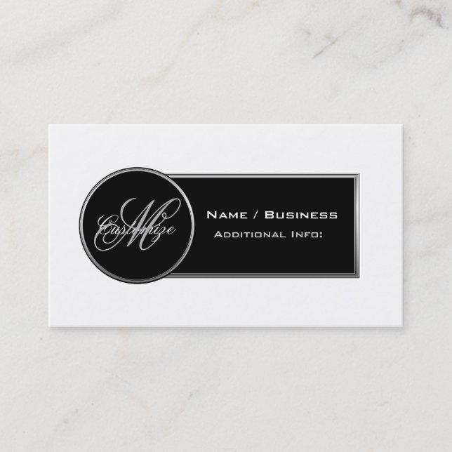 Monogram Black & White Business Card 2 (Front)