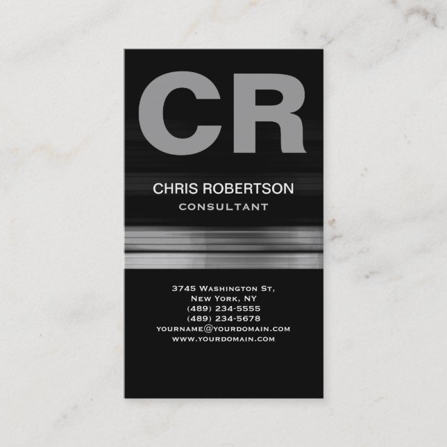 Monogram Black White Consultant Business Card (Front)