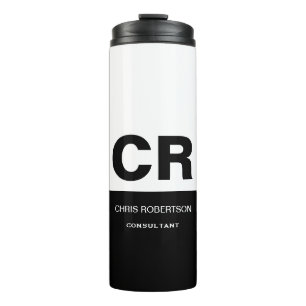 Monogram Black White Create Custom Gift Thermal Tumbler