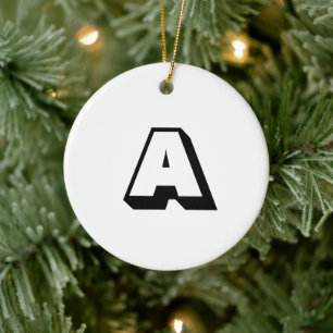 Monogram black & white custom initial Christmas Ceramic Tree Decoration