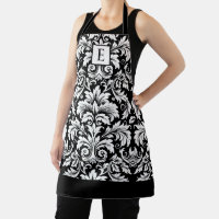 Monogram Black White Damask