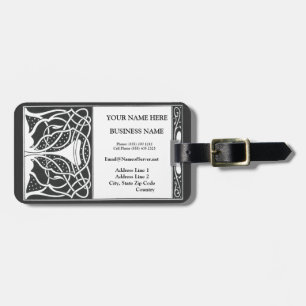 Monogram Black White Fine Art Deco Luggage Tag