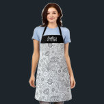 Monogram Black White Floral Kitchen Apron<br><div class="desc">A cute black and white floral pattern decorates this kitchen apron. Personalise it with your name.  Makes a fun gift for a chef or someone who likes to cook and bake. Great for birthdays or for Christmas. Designed for you by Blackberry Boulevard.</div>