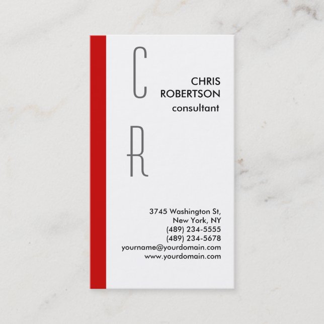 Monogram Black White Grey Business Card (Front)