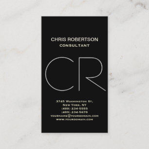 Monogram Black White Grey Business Card
