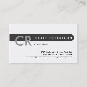 Monogram Black White Grey Stripe Business Card