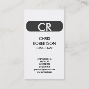 Monogram Black White Grey Stripe Business Card