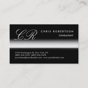 Monogram Black White Grey Trendy Business Card