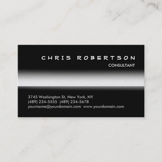 Monogram Black White Grey Trendy Business Card (Front)