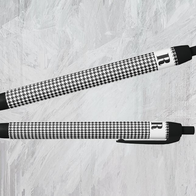 Monogram | Black White Houndstooth Pattern Ink Pen (Creator Uploaded)