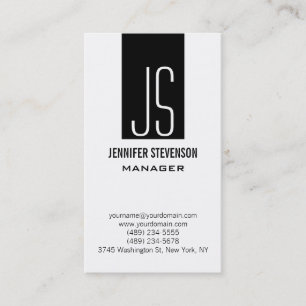 Monogram Black White Manager Business Card