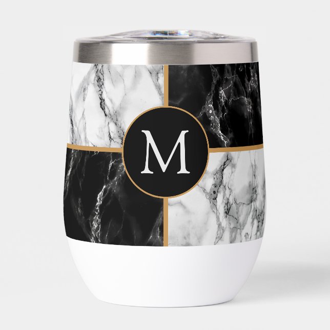 Monogram Black White Marble Design Personalised (Front)