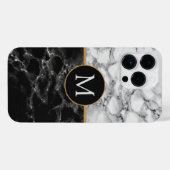 Monogram Black White Marble Stone Custom Letter iPhone Case (Back Horizontal)