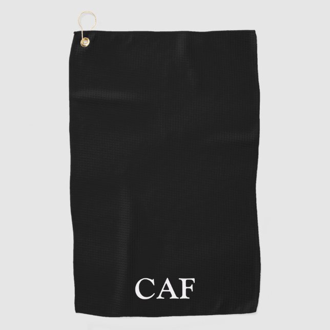 Monogram Black White Minimalist Modern Golf Towel (Front)