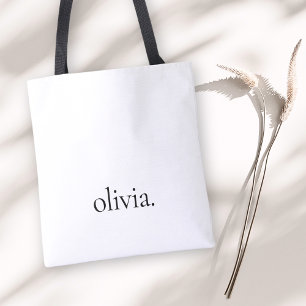 Monogram Black White Modern Minimalist Elegant Tote Bag