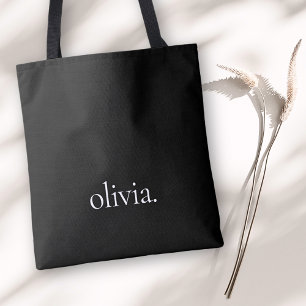 Monogram Black White Modern Minimalist Elegant Tote Bag