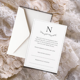 Monogram Black & White Modern RSVP Card