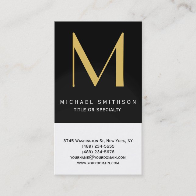 Monogram Black White Modern Simple Business Card (Front)