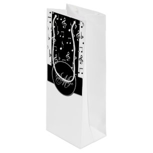 Monogram Black & White Musical Stripes Wine Bag 6
