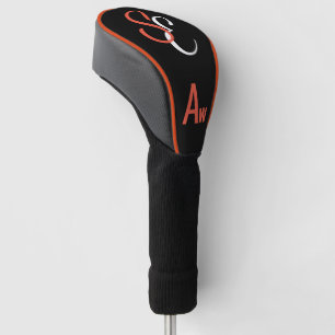 Monogram Black White Orange Aw Golf Head Cover