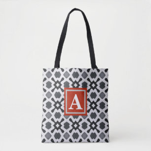 Monogram   Black & White Pattern Tote Bag