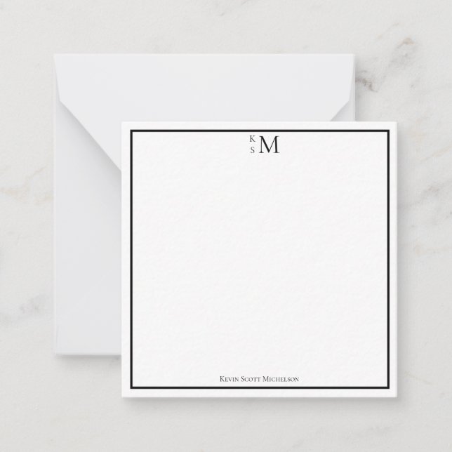 Monogram Black White Professional Elegant Card (Front)